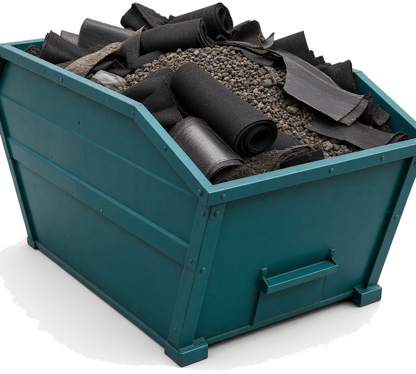 Dakafvalcontainer — bitumen, dakleer, max. 30% grind