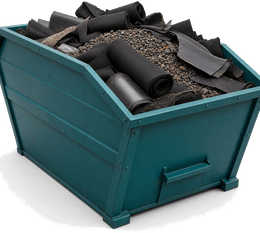 Dakafvalcontainer — bitumen, dakleer, max. 30% grind
