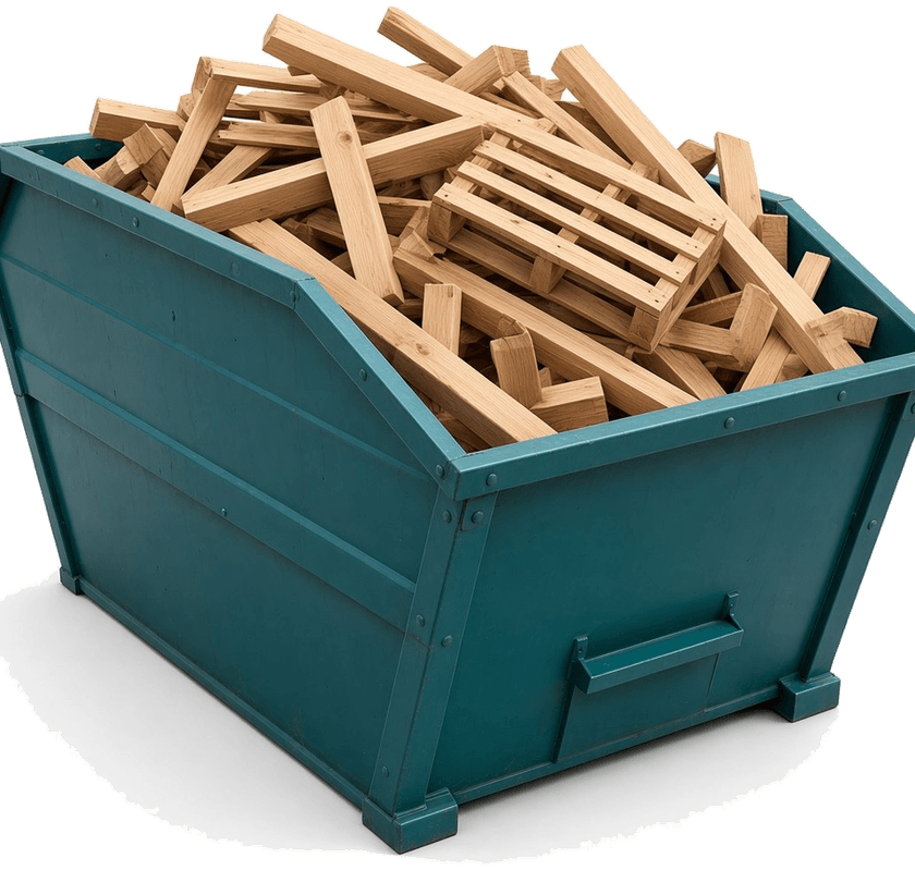 Houtcontainer — a- en b-hout, planken, pallets