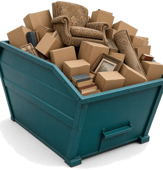 Container voor zolder of huis leeg: meubels, dozen, huisraad